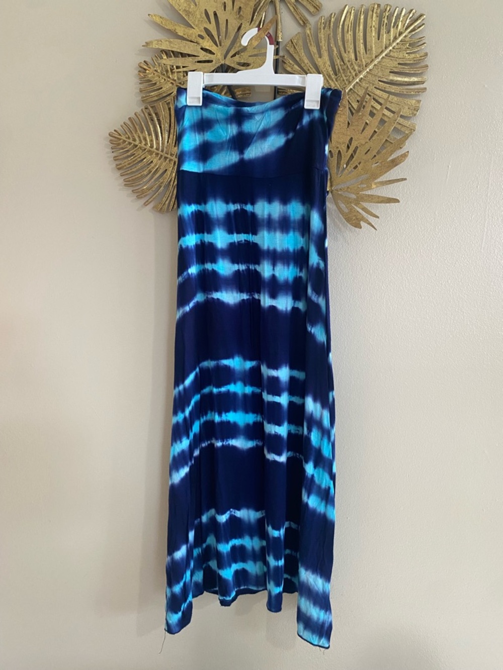 Women's Blue Tie-Dye Maxi Skirt — Stretch Jersey